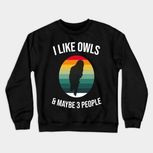 I Like Owls and Maybe 3 People Funny Owl Retro Vintage Gifts Crewneck Sweatshirt